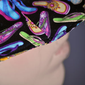 Close up of jandal pattern bucket hat